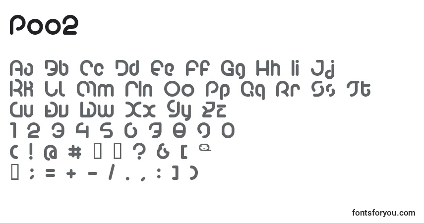 A fonte Poo2 – alfabeto, números, caracteres especiais