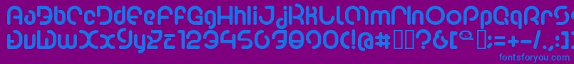 Poo2-Schriftart – Blaue Schriften auf violettem Hintergrund