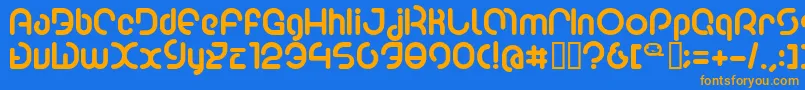 フォントPoo2 – オレンジ色の文字が青い背景にあります。