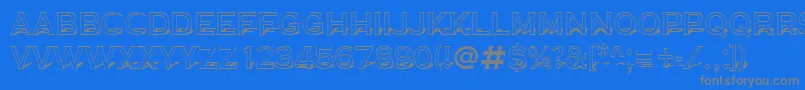 フォントACoppergothtitul3D – 青い背景に灰色の文字