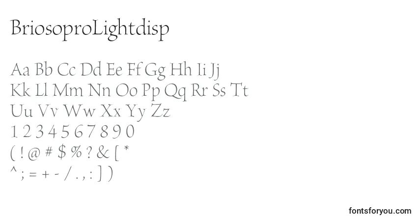 A fonte BriosoproLightdisp – alfabeto, números, caracteres especiais