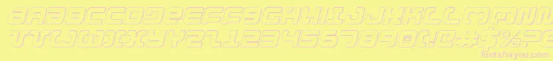 フォントExedore3DItalic – ピンクのフォント、黄色の背景