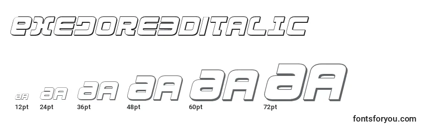 Размеры шрифта Exedore3DItalic