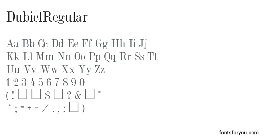 A fonte DubielRegular – alfabeto, números, caracteres especiais