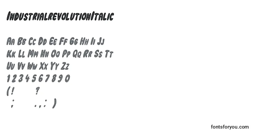 IndustrialrevolutionItalic Font – alphabet, numbers, special characters