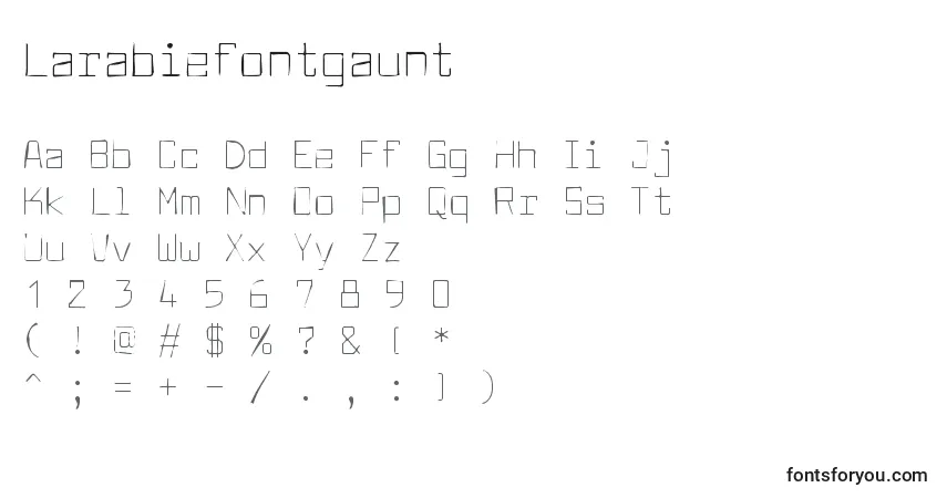 Czcionka Larabiefontgaunt – alfabet, cyfry, specjalne znaki