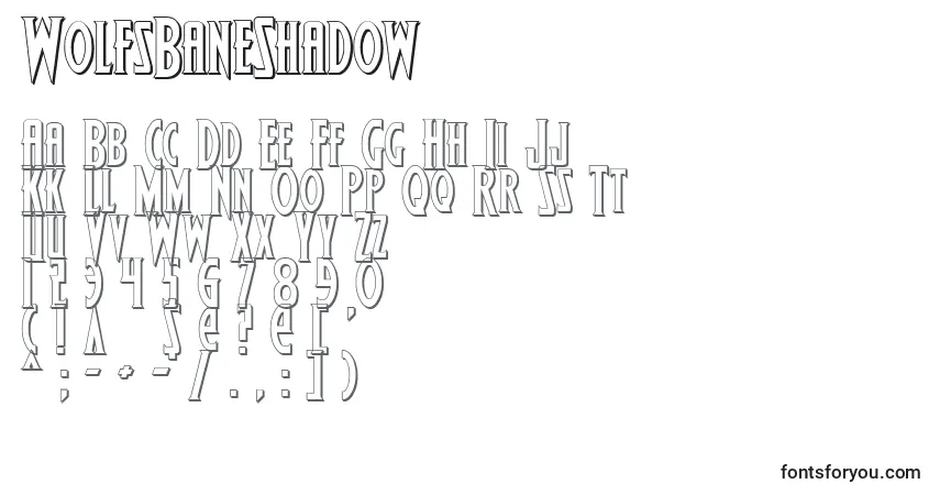 A fonte WolfsBaneShadow – alfabeto, números, caracteres especiais