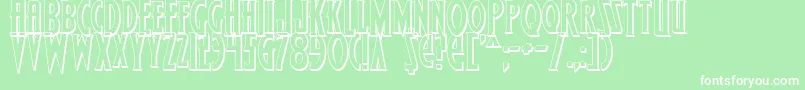 WolfsBaneShadow-Schriftart – Weiße Schriften auf grünem Hintergrund