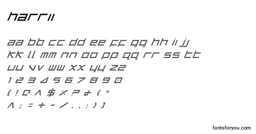 Schriftart Harrii – Alphabet, Zahlen, spezielle Symbole