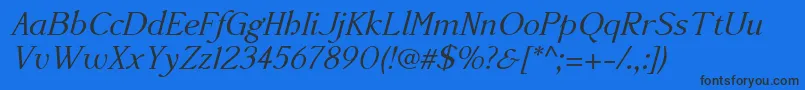 Шрифт Accanthisadfstdno3Italic – чёрные шрифты на синем фоне