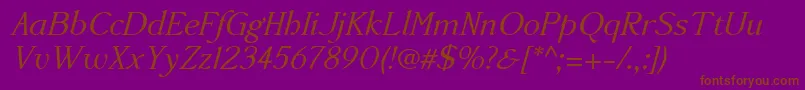 Fonte Accanthisadfstdno3Italic – fontes marrons em um fundo roxo