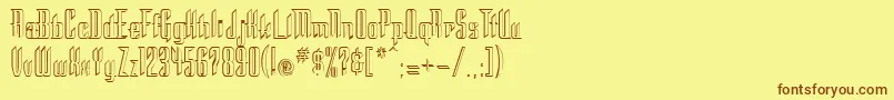 フォントStc – 茶色の文字が黄色の背景にあります。