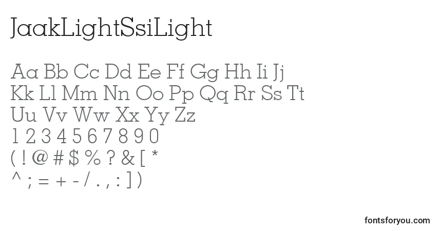 A fonte JaakLightSsiLight – alfabeto, números, caracteres especiais
