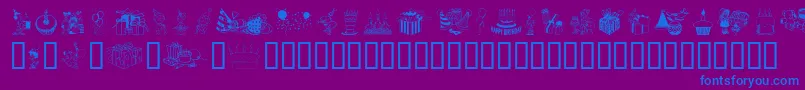 フォントBirthdaze – 紫色の背景に青い文字
