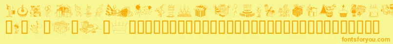 Birthdaze-Schriftart – Orangefarbene Schriften auf gelbem Hintergrund