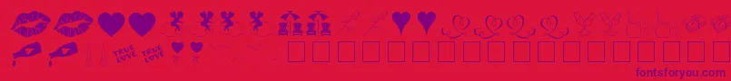 LoveRomanceOt Font – Purple Fonts on Red Background