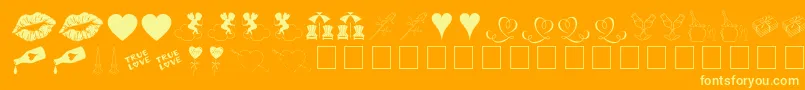 LoveRomanceOt Font – Yellow Fonts on Orange Background