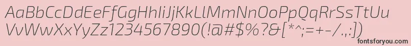 フォントExo2Extralightitalic – ピンクの背景に黒い文字