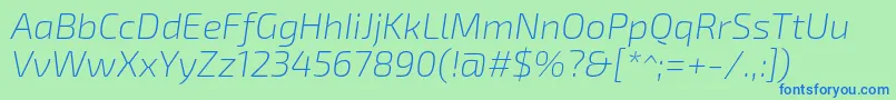 Exo2Extralightitalic Font – Blue Fonts on Green Background