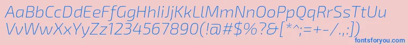 フォントExo2Extralightitalic – ピンクの背景に青い文字