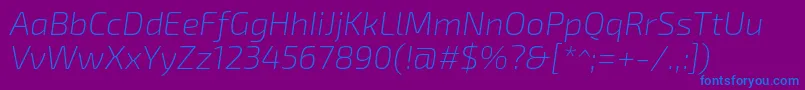 Weitere Informationen zur Exo2Extralightitalic-Schriftart Exo2Extralightitalic-Schriftart – Blaue Schriften auf violettem Hintergrund