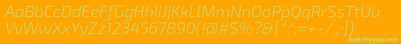 Exo2Extralightitalic-Schriftart – Grüne Schriften auf orangefarbenem Hintergrund