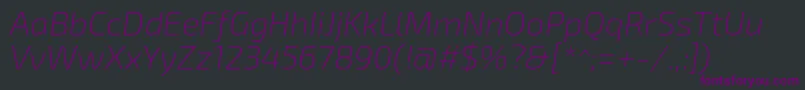 Exo2Extralightitalic Font – Purple Fonts on Black Background