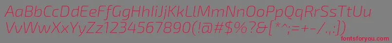 Exo2Extralightitalic-fontti – punaiset fontit harmaalla taustalla
