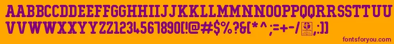 Weitere Informationen zur TypoCollegeRoundedDemo-Schriftart TypoCollegeRoundedDemo-Schriftart – Violette Schriften auf orangefarbenem Hintergrund
