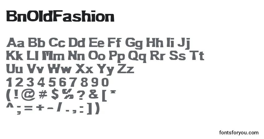 Czcionka BnOldFashion – alfabet, cyfry, specjalne znaki