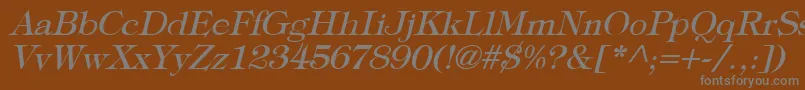 TypographyTimesItalic-Schriftart – Graue Schriften auf braunem Hintergrund