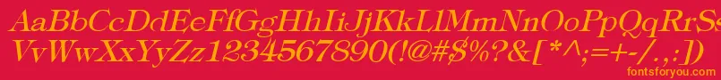 fuente TypographyTimesItalic – Fuentes Naranjas Sobre Fondo Rojo