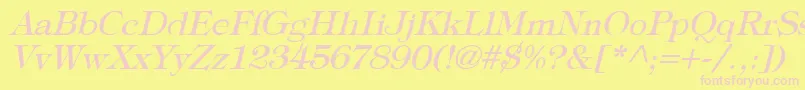 Fonte TypographyTimesItalic – fontes rosa em um fundo amarelo