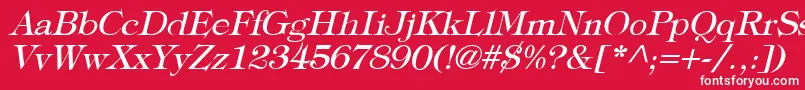 TypographyTimesItalic-fontti – valkoiset fontit punaisella taustalla