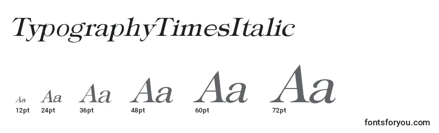 Tamanhos de fonte TypographyTimesItalic