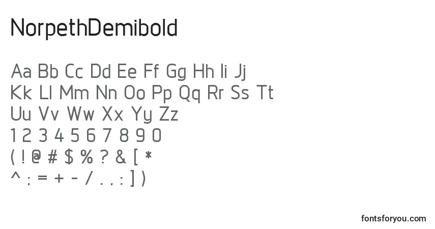 Fuente NorpethDemibold - alfabeto, números, caracteres especiales