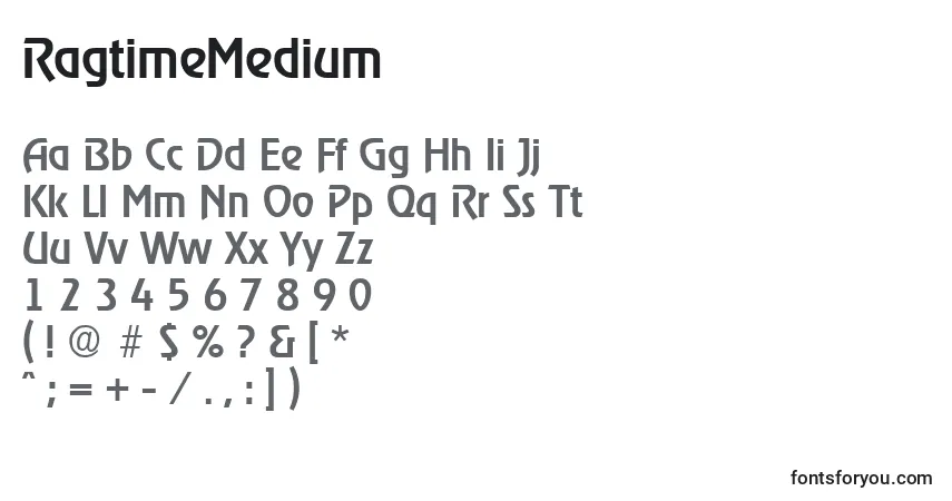 A fonte RagtimeMedium – alfabeto, números, caracteres especiais