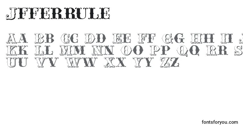 Czcionka Jfferrule – alfabet, cyfry, specjalne znaki