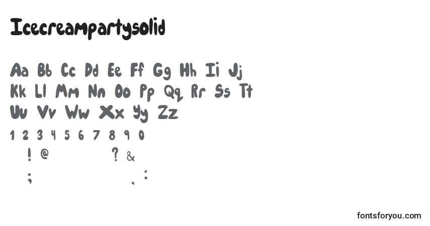 Schriftart Icecreampartysolid – Alphabet, Zahlen, spezielle Symbole