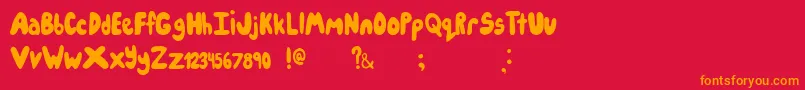フォントIcecreampartysolid – 赤い背景にオレンジの文字