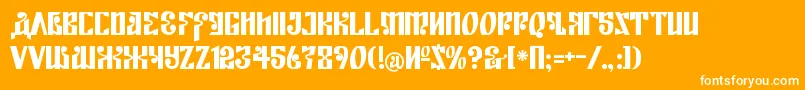 KremlinEmpire-Schriftart – Weiße Schriften auf orangefarbenem Hintergrund