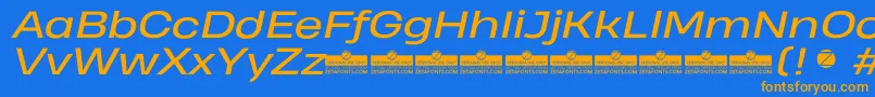 HeadingProWideItalicTrial Font – Orange Fonts on Blue Background