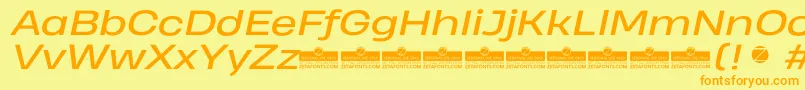 HeadingProWideItalicTrial Font – Orange Fonts on Yellow Background