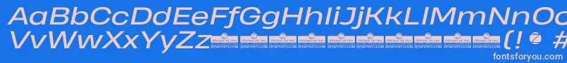 HeadingProWideItalicTrial Font – Pink Fonts on Blue Background