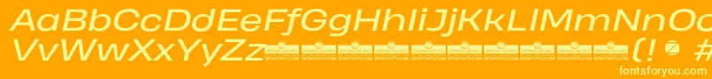 HeadingProWideItalicTrial Font – Yellow Fonts on Orange Background