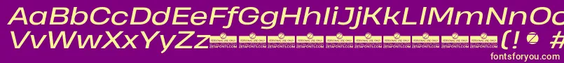 HeadingProWideItalicTrial Font – Yellow Fonts on Purple Background
