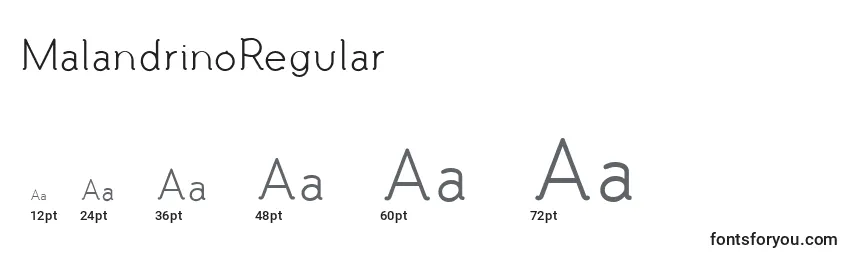 Размеры шрифта MalandrinoRegular