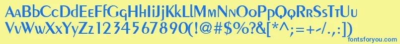 Fonte PeilotdbNormal – fontes azuis em um fundo amarelo