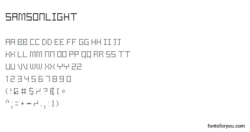 Czcionka SamsonLight – alfabet, cyfry, specjalne znaki