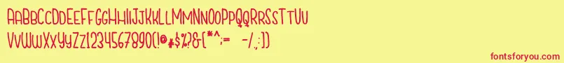 CutiescapsFree-Schriftart – Rote Schriften auf gelbem Hintergrund